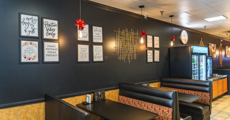 Interior, booths with tables