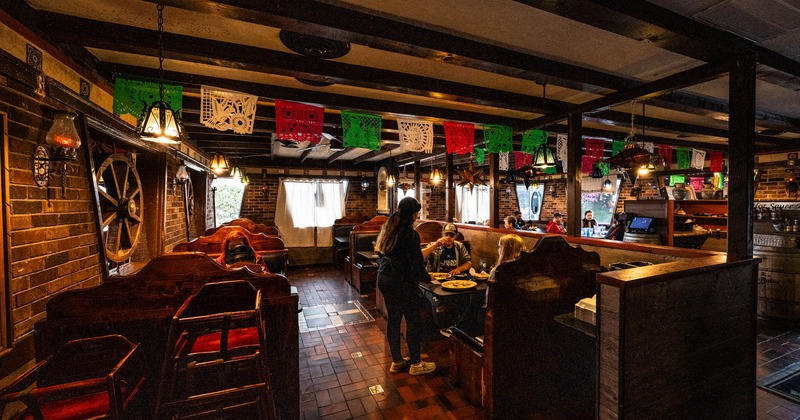 Interior, eating area with few customers