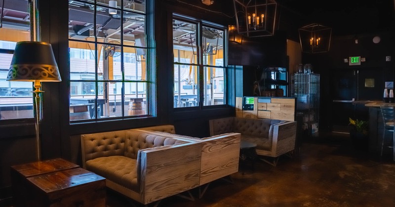 Interior, large leather armchairs for sitting