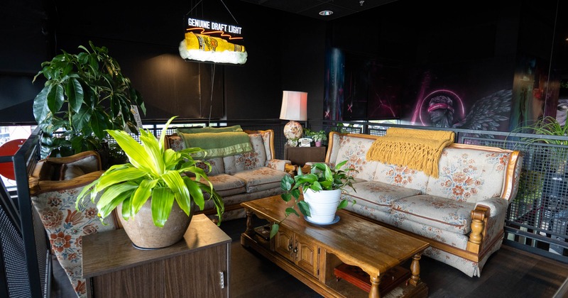 Interior, sofas and table in lounge area