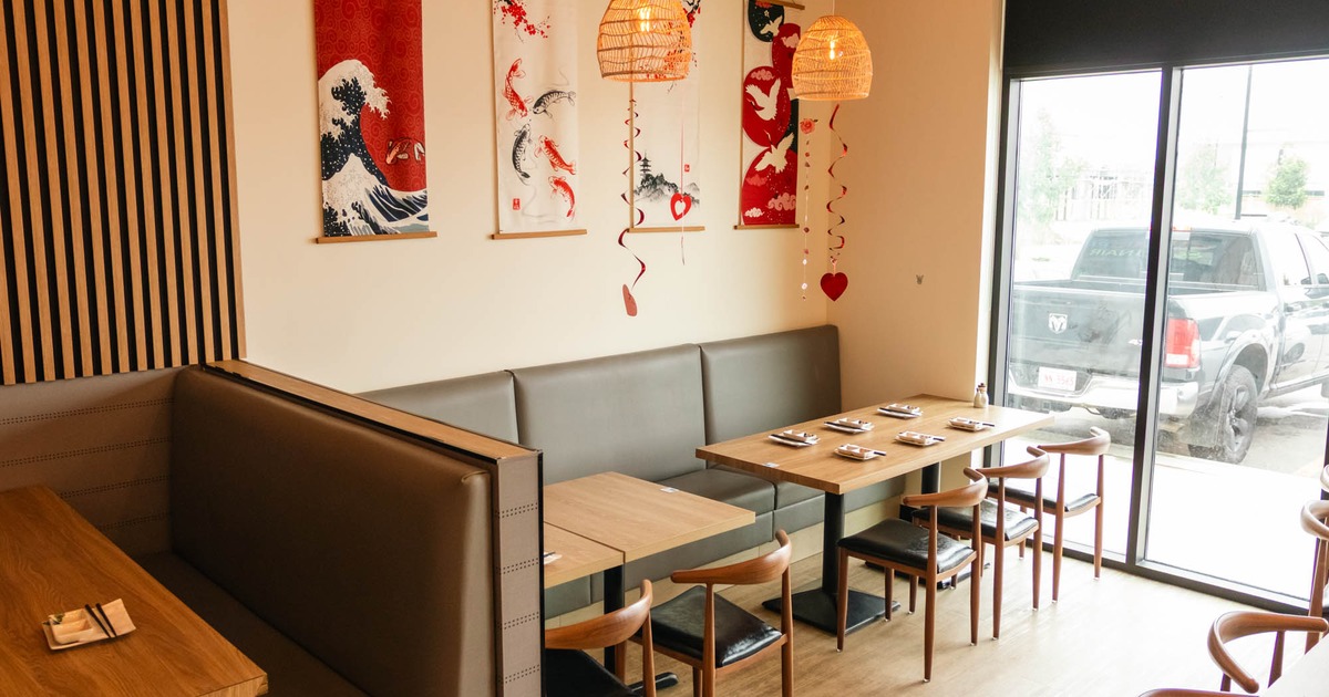 Interior, banquette seating and tables ready for guests