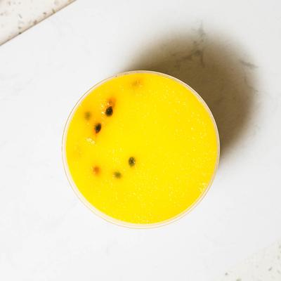 Mini passion fruit Cheesecake, top view.