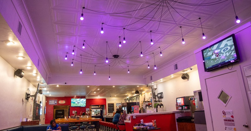 Hanging purple lights