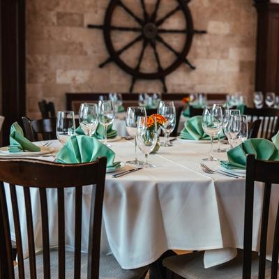 A set table in dining room.