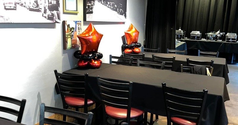 An event space set up for a gathering