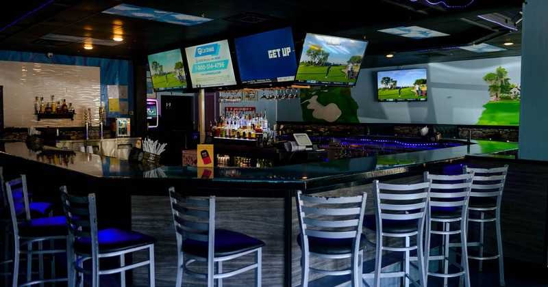 Interior, bar area, bar stools