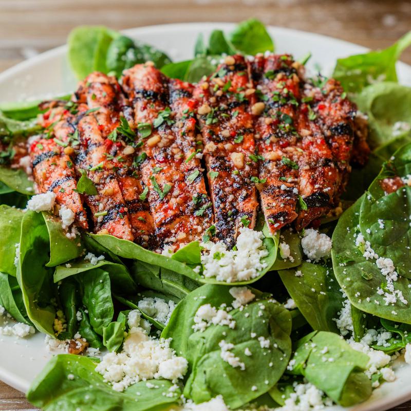 menu item 5 of 14, Pomegranate Chicken Spinach Salad
