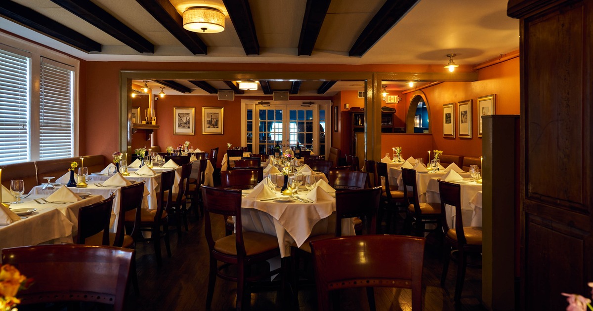 Interior, tables and chairs all lined up