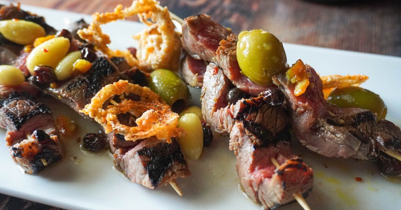 Skewered steak