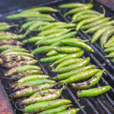 Chili peppers on the grill