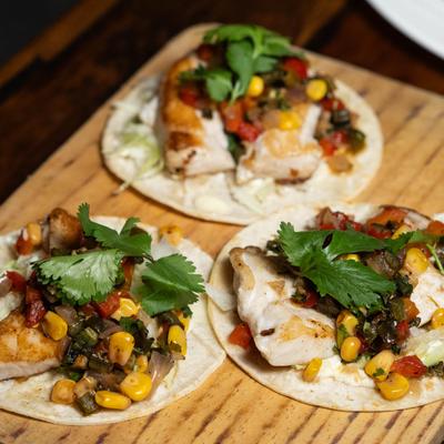 Fish Tales Tacos (not tails) at 13 Tacos & Taps.