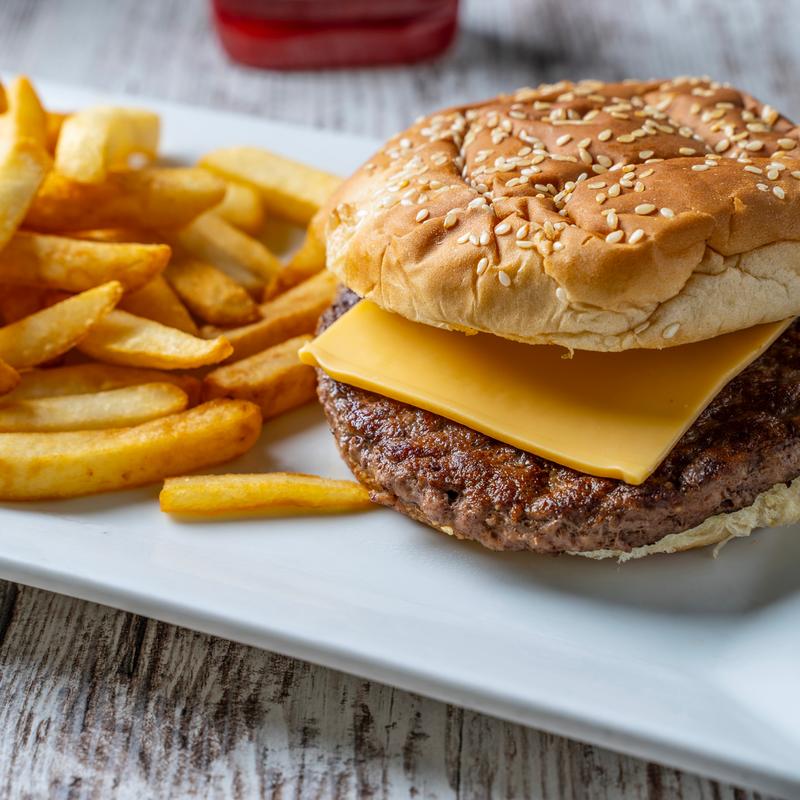Cheeseburger with French Fries photo
