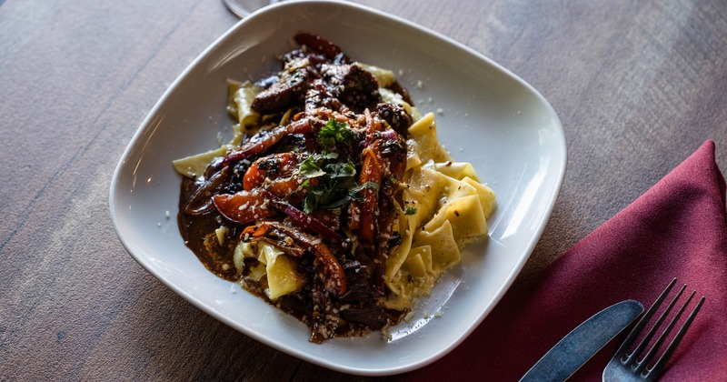 Pappardelle pasta with braised beef ribs