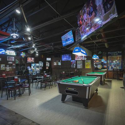 Dining area and pool tables