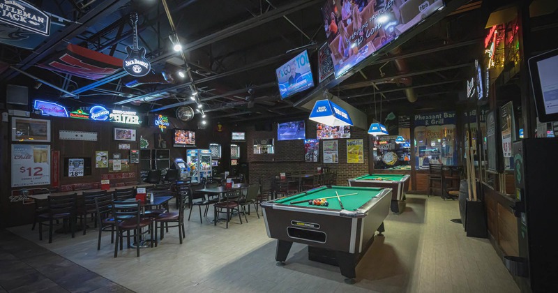 Dining area and pool tables