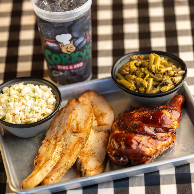 Choose 2 Combo: Pulled Pork, Sausage, Turkey, Beef Brisket OR Half BBQ Chicken photo