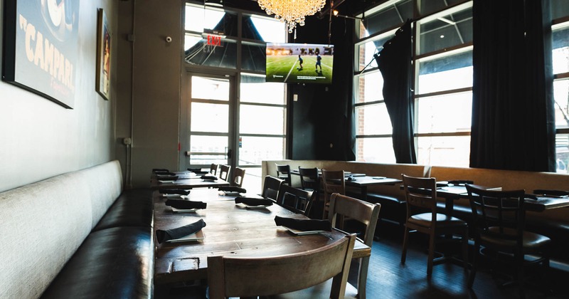 Interior dining area, tables ready for guests