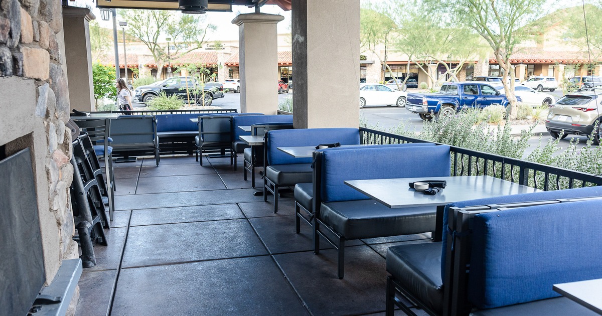 Cozy patio with dining tables