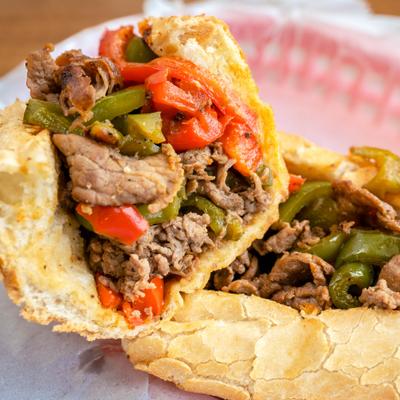 Pepper steak sandwich.