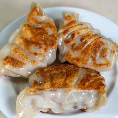 Fried pot stickers.