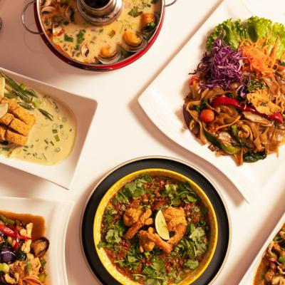 A top view of served food.