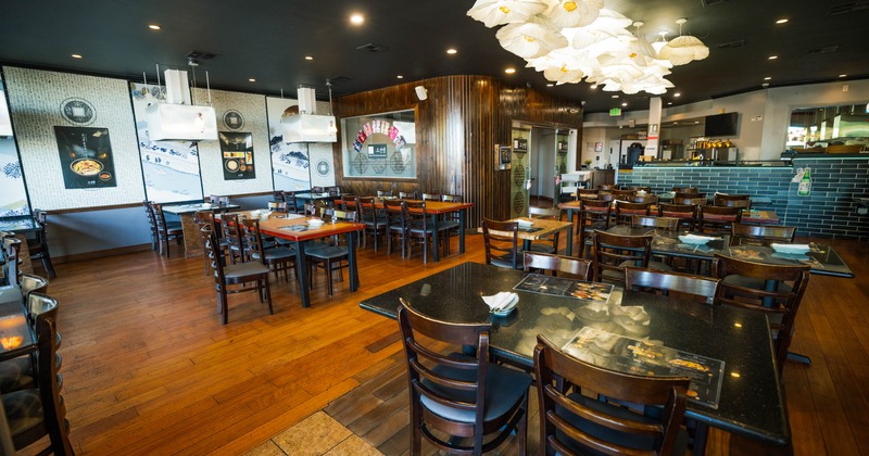 Dining area, tables ready for guests