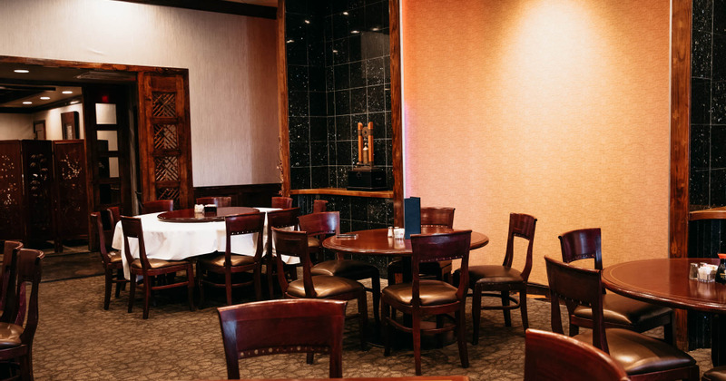 Interior, tables and chairs ready for guests