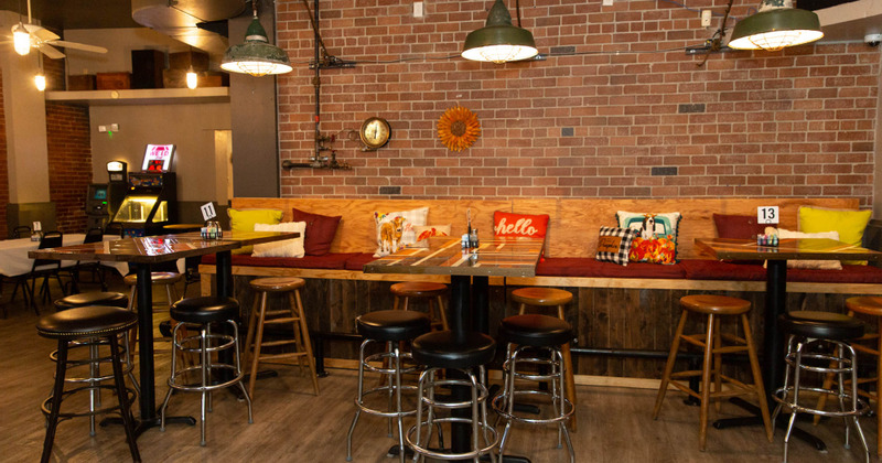 Interior, tables ready for guests