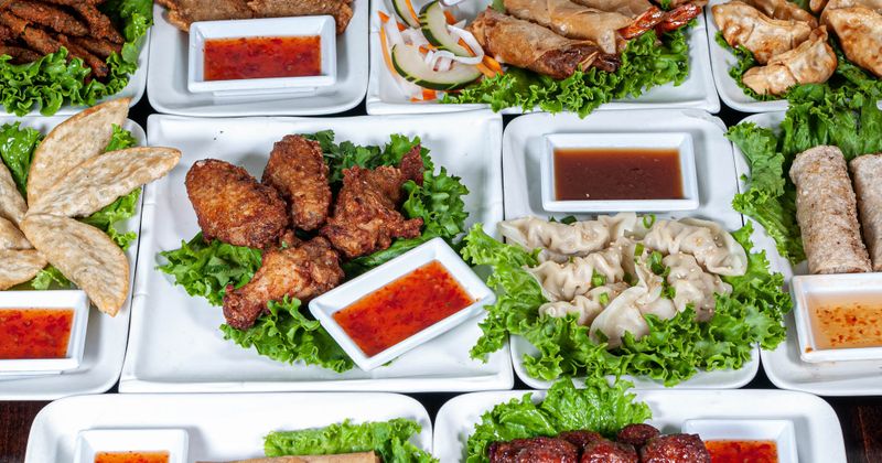 An assortment of dishes, top view