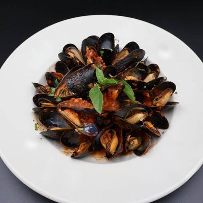 Sauteed mussels.