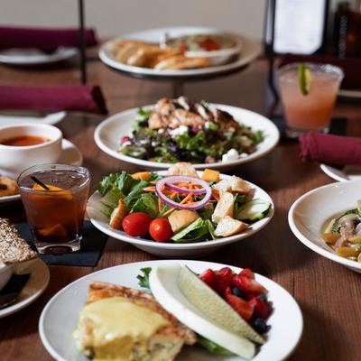 Various served meals.