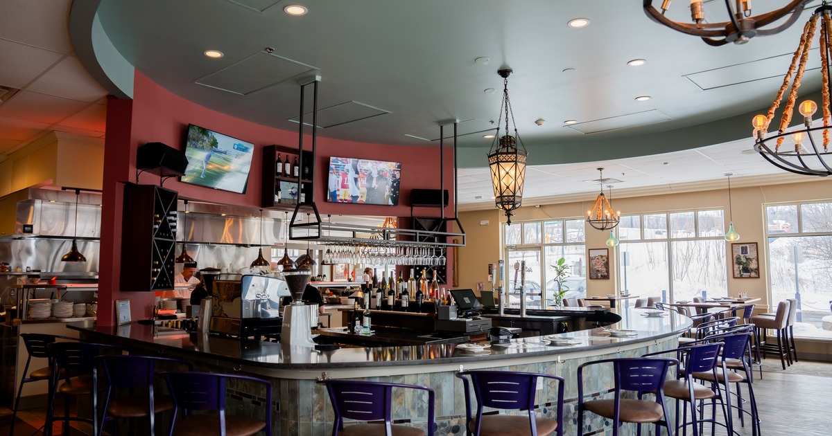 Interior, bar area, chandeliers