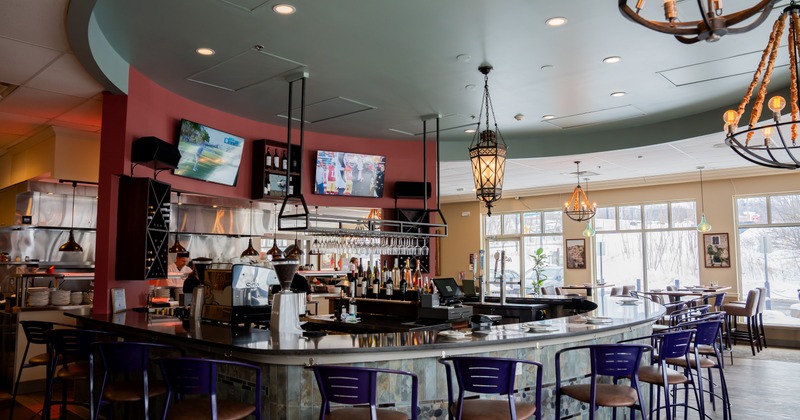Interior, bar area, chandeliers