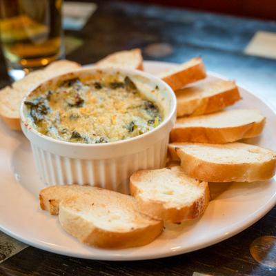 Spinach Artichoke Dip and bread.