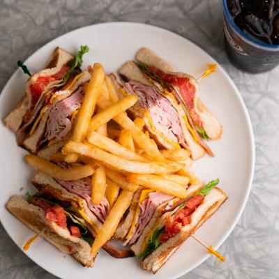 Traditional club sandwiches.