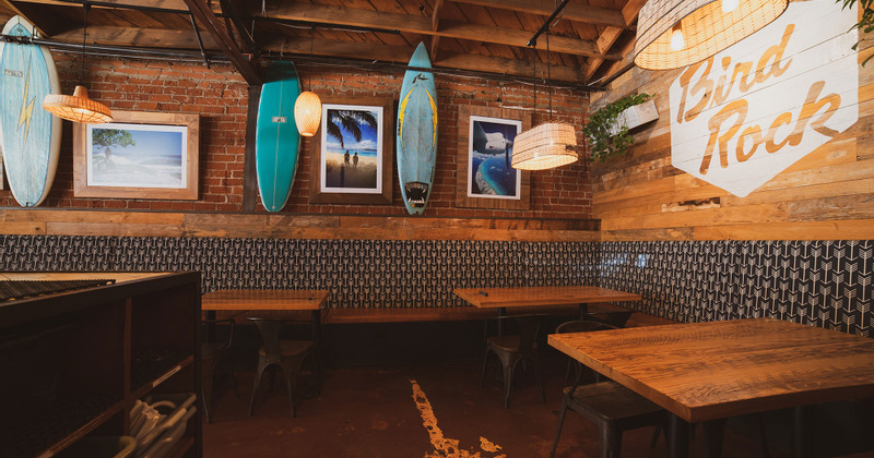 Interior, sitting area and decorated walls