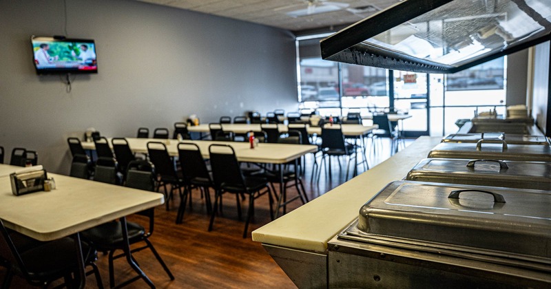 Interior, Banquet seating ready for guests