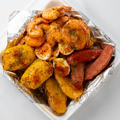 Shrimp pack, top view.