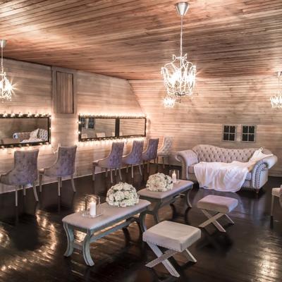 Bride room with lights turned on