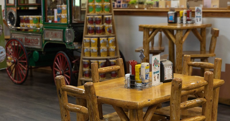 Wooden table ready for guests