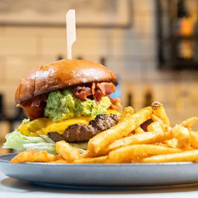 Cheeseburger and fries.