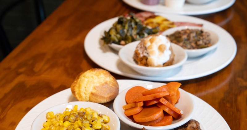 Various dishes served on a table