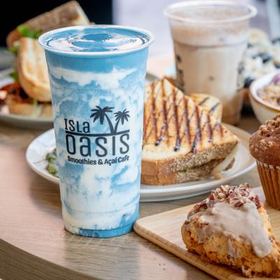 A variety of food and drinks from Isla Oasis Smoothies & Acai Cafe.