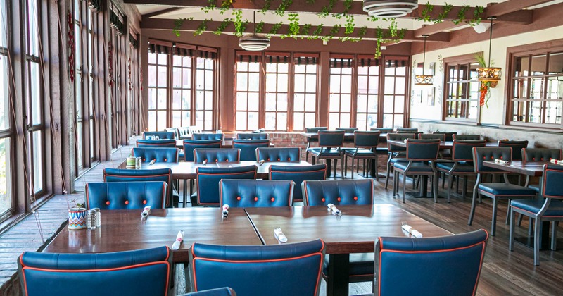 Beautiful dining area with large windows