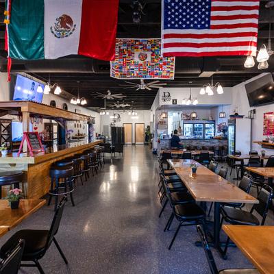 Interior, diner area, wide view.