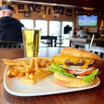 Cheeseburger and fries.