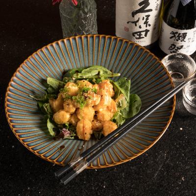 Rock shrimp tempura, served.