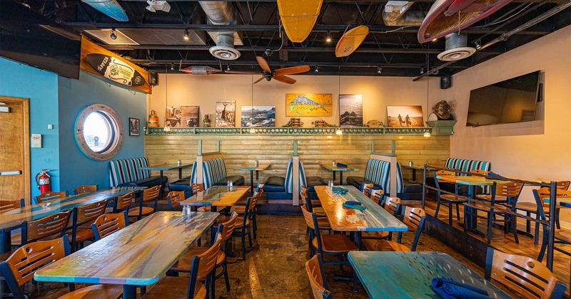 Interior, tables ready for guests