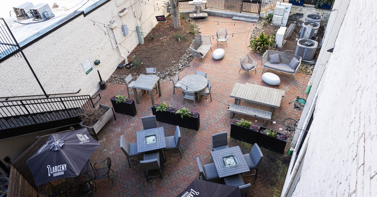 Aerial view of the outdoor patio