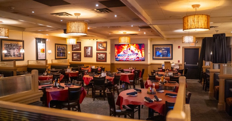Interior, dining area, tables ready for guests